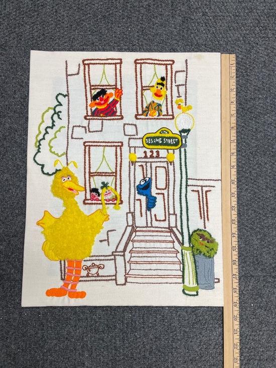 Sesame Street Other - Vintage Sesame Street Yarn Art Sign Big Bird Bert Ernie Cookie Monster 1970s